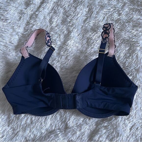 NATORI Pure Luxe Custom Coverage Contour Underwire Bra in Navy 32C NEW - Picture 2 of 5